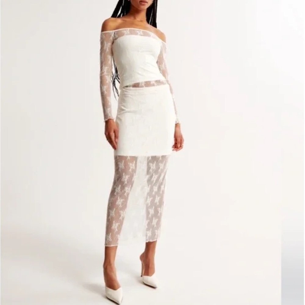 Abercrombie & Fitch NWT!!!!!l Lace midi skirt - Picture 5 of 11